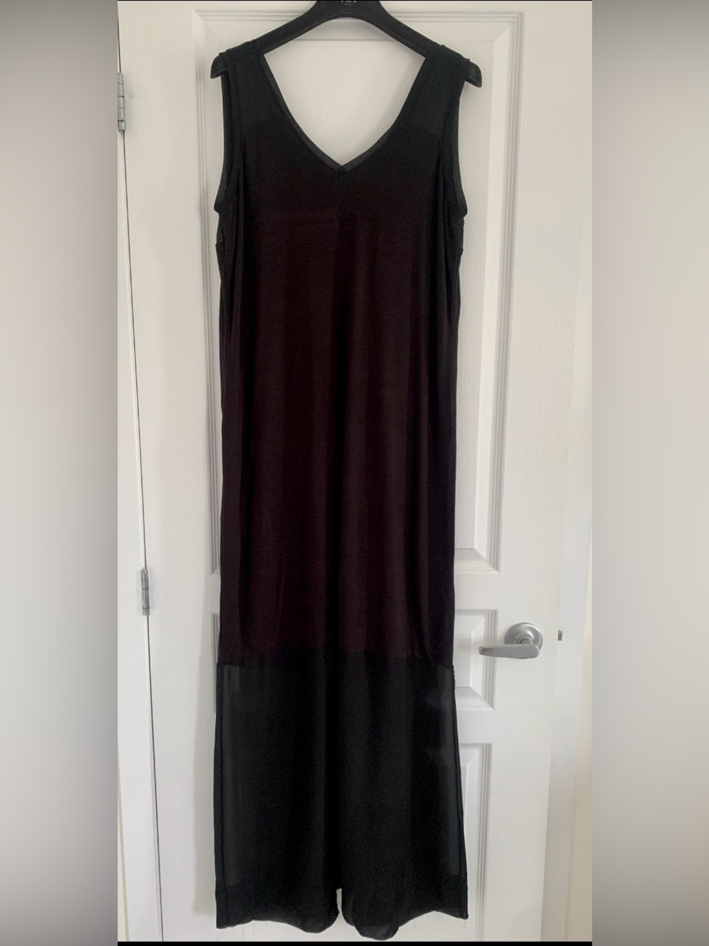 Dkny Black V-Neck Sheer-Hem Maxi Dress - Picture 2 of 11